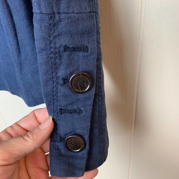 Zara Woman Navy Linen Ruffle Cropped Jacket Women’s Size XS/S - Picture 4 of 8